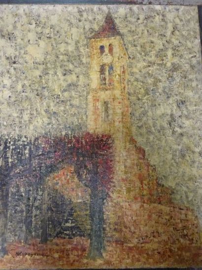 Shizuka MURAYAMA (1918),Place d'église,Huile...