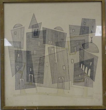 Najib BELKHODJA (1933-2007)
Vue de ville.

Encre,...