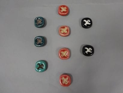 LINE VAUTRIN (1913-1997)
Lot de neuf boutons...