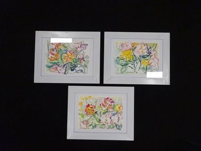 E. MONTRELAY (XX-XXIème)
Fleurs.

Trois aquarelles...