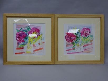 E. MONTRELAY (XX-XXIème)
Fleurs.

Deux aquarelles...