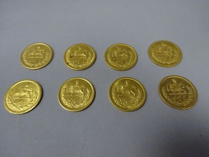 IRAN
Lot de 8 pièces or.

Poids total : 32,4...