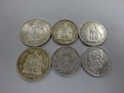 Lot de 6 monnaies en argent (925) dont :...