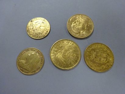 Lot de pièces en or dont : 

- 1 pièce de...