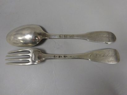 Cuiller de table en argent (925), spatule...