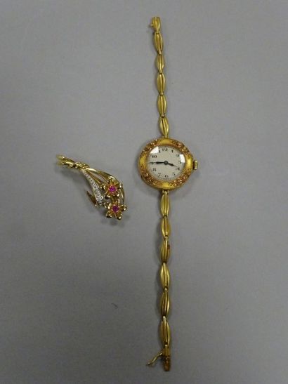 Montre bracelet de dame en or jaune (750),...
