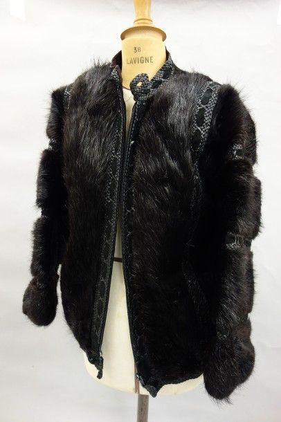 Blouson de dame en ragondin, tressage en...