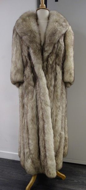 Long manteau en renard argenté, important...