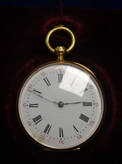 Montre de gousset en or jaune (750). 

Le...