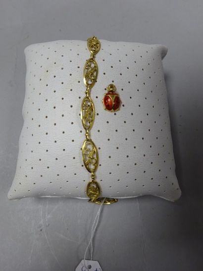 Bracelet à maillons ovales filigranés en...