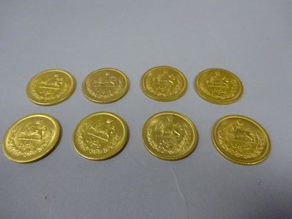 IRAN

8 pièces en or jaune (750). 

Poids...