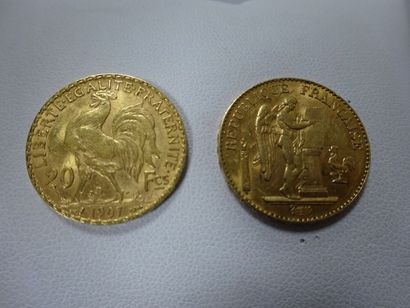FRANCE
Deux pièces de 20 francs en or 1897...
