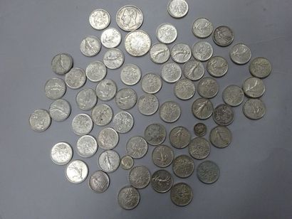 FRANCE

Lot de 

- 57 pièces de 5 francs...