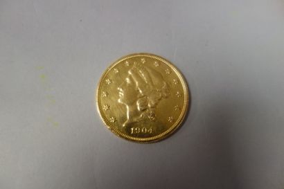 ETATS UNIS, 
Une pièce en or de 20 dollars,...