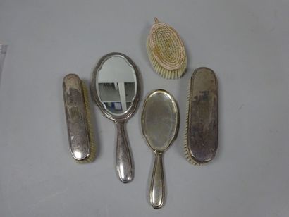 Garniture de toilette en argent (925), chiffrée...