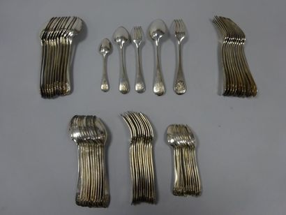 Ménagère en argent (925), modèle uniplat,...
