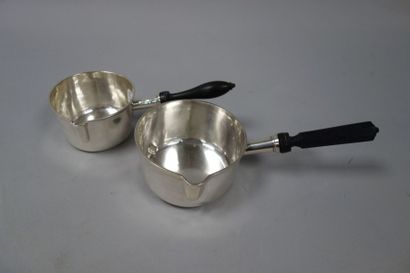 Deux casseroles à chocolat en argent (925)...