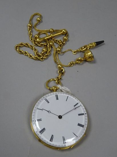 Montre de gousset en or jaune (750) le couvercle...
