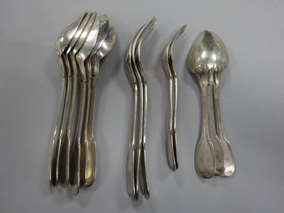 Partie de ménagère recomposée en argent (925)...
