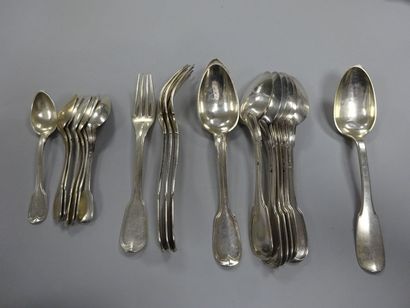 Lot de couverts en argent (925) comprenant:...
