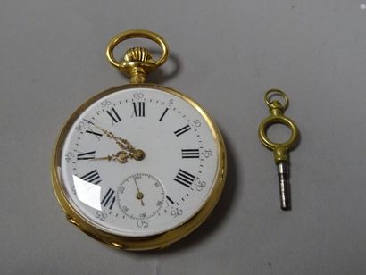 Montre de gousset en or jaune (750) à décor...