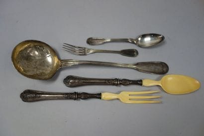 Couvert à salade à manches en argent (925)...