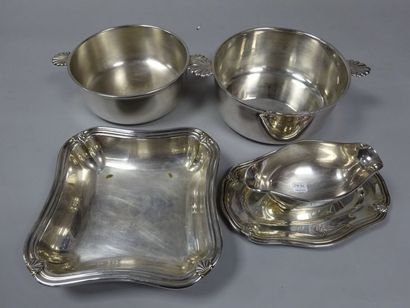 Ensemble de plats de service en métal argenté,...