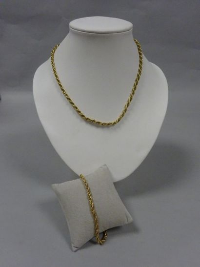 Demi parure en ors jaune et gris (750) comprenant...