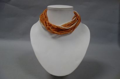 Collier ras de cou à 9 rangs de perles de...