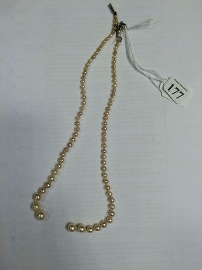 Débris de collier de perles de culture blanches...