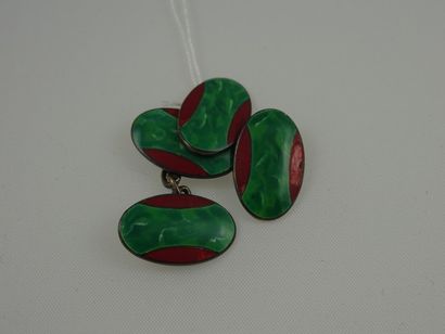 Paire de boutons de manchettes en argent...