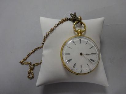 Montre de gousset en or jaune (750) à cadran...