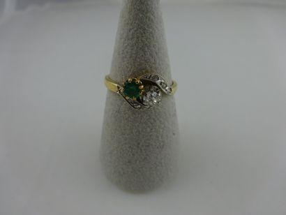 Bague toi et moi en or jaune et gris (750)...