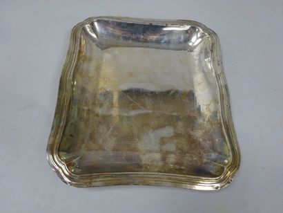 Plat rectangulaire en métal doublé d'argent...