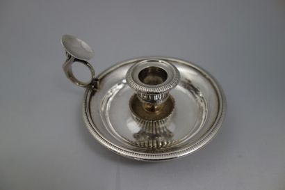 Bougeoir à main en argent (925) à frise de...