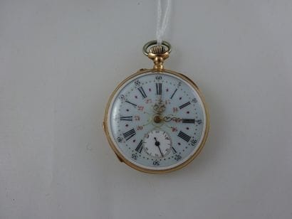 Montre de gousset en or jaune (750). 

Revers...