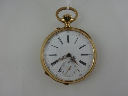 Montre de gousset en or jaune (750). 

Revers...