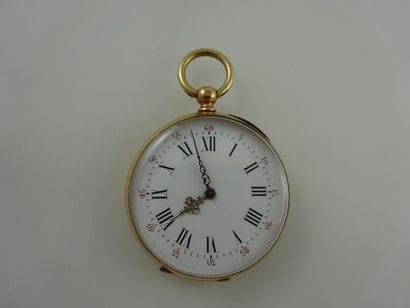 Montre de gousset en or jaune (750). Cadran...
