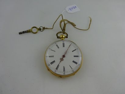 Montre de gousset en or jaune (750).

Cadran...
