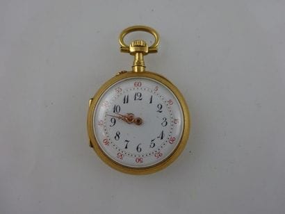 Montre de col en or jaune (750). Cadran émaillé...