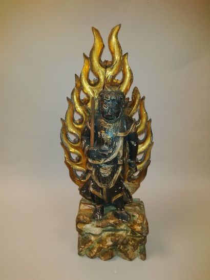 JAPON

Statuette de Fudo Miyo en bois à traces...