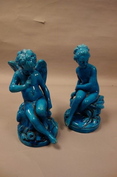 LONGWY 

Ensemble de deux statuette en faïence...
