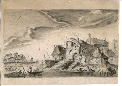 Ecole hollandaise du XVIIème siècle.

Village...