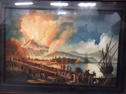 Ecole napolitaine

Naples, éruption du Vésuve.

Gouache...