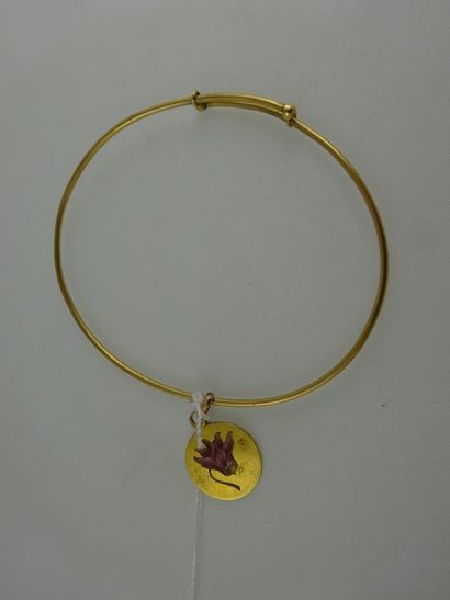 Bracelet lien à coulant en or jaune (750)...