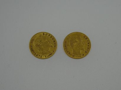 FRANCE 

Lot de deux pièces de 5 francs en...
