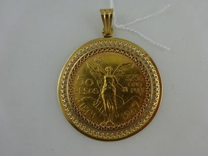 Pendentif pièce de 50 pesos Mexique en or...