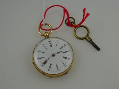 Montre de col en or jaune (750).

Le cache...
