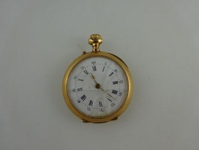Montre de col en or jaune (750). Cache poussière...