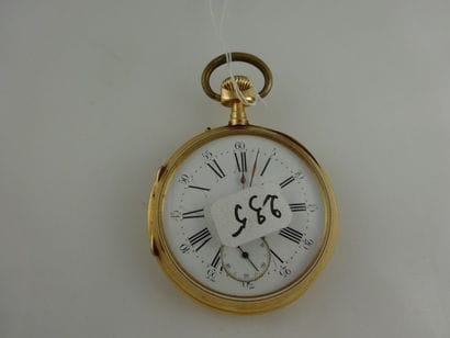 Montre de gousset en or jaune (750).

Bélière...